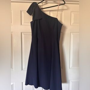 Navy Blue One Shoulder Cocktail Dress